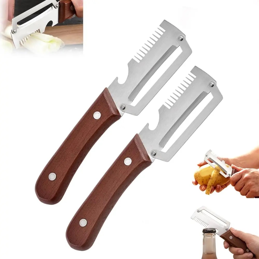 Multi-Functional Vegetable Peeler Stainless Steel Peeler with Wooden